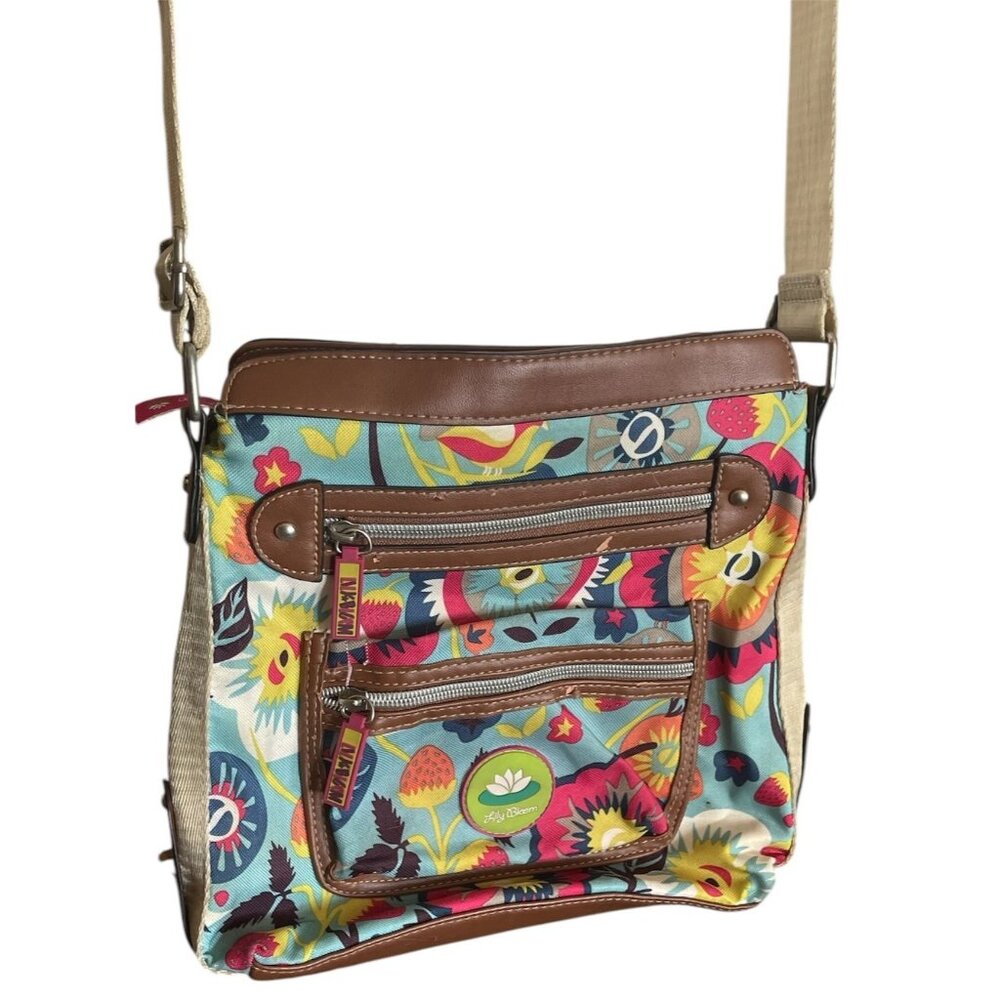 Lily Bloom Floral Boho Colorful‎ Artsy Flowers Crossbody Purse Eco-Friendly